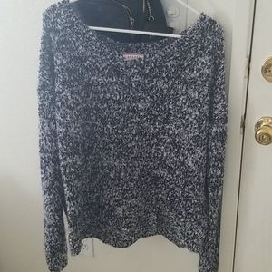 Blue and white fuzzy sweater